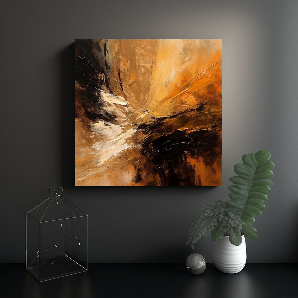 GENERICO - Pinturas Abstractas Multicolor Con Tonos Negros, 70x70 Cm