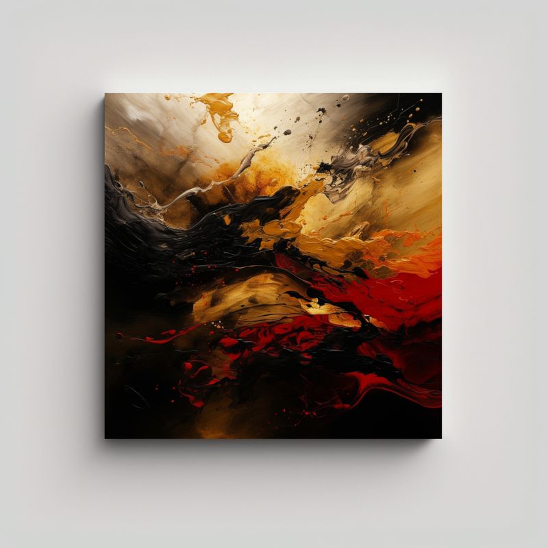 GENERICO - Cuadros Abstractos En Negro, Marrón Oscuro Y 80x80 Cm