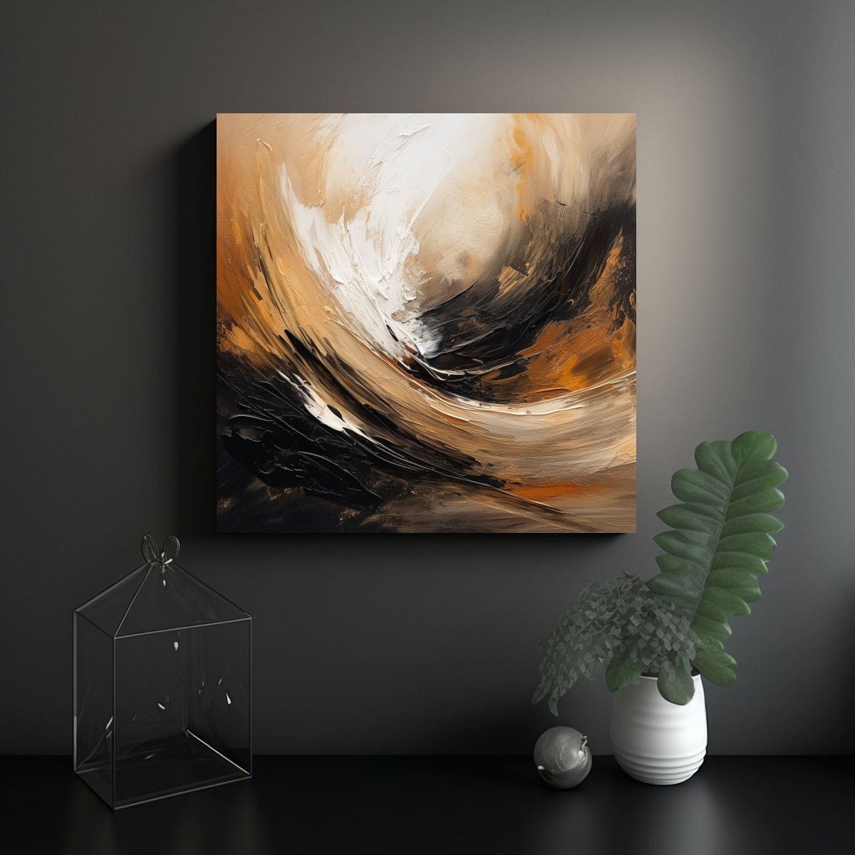 GENERICO - Pinturas Abstractas Con Colores Negro, Marrón 90x90 Cm