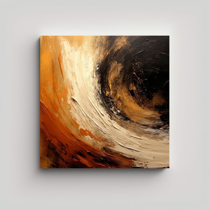 GENERICO - Cuadros Modernos Abstractos Negro Marrón Claro. 70x70 Cm