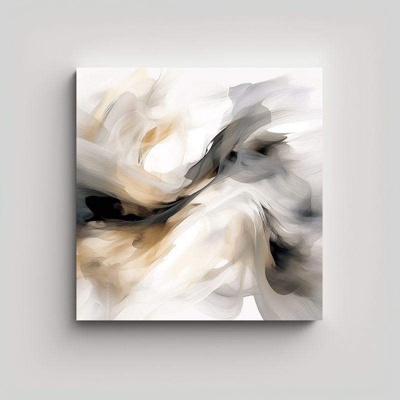 GENERICO - Pintura Abstracta Blanca Y Gris Estilo Vintage, 50x50 Cm