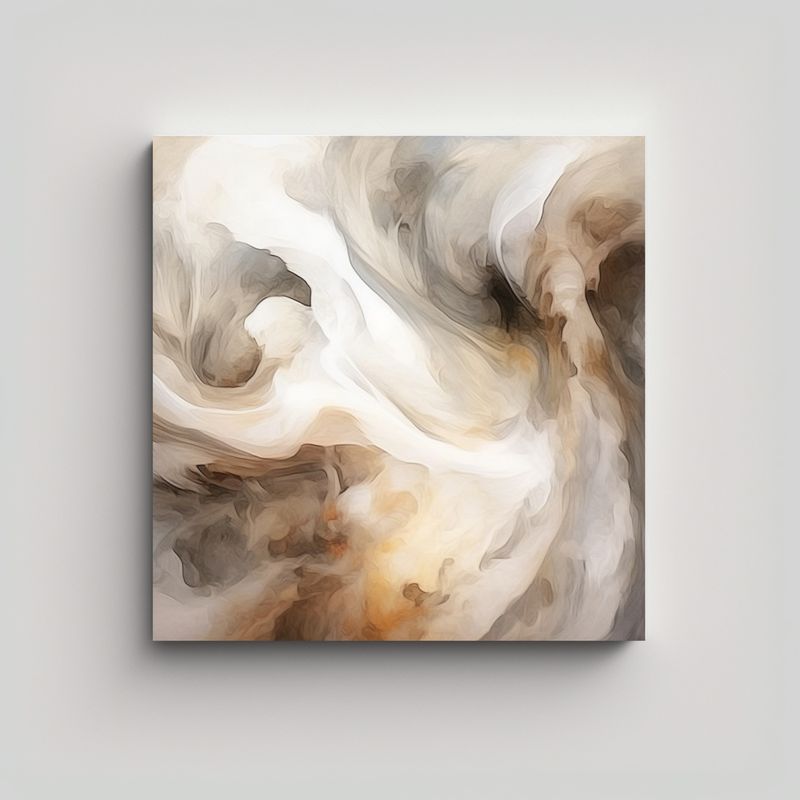 GENERICO - Cuadro Abstracto Blanco Y Gris Estilo Galería 80x80 Cm