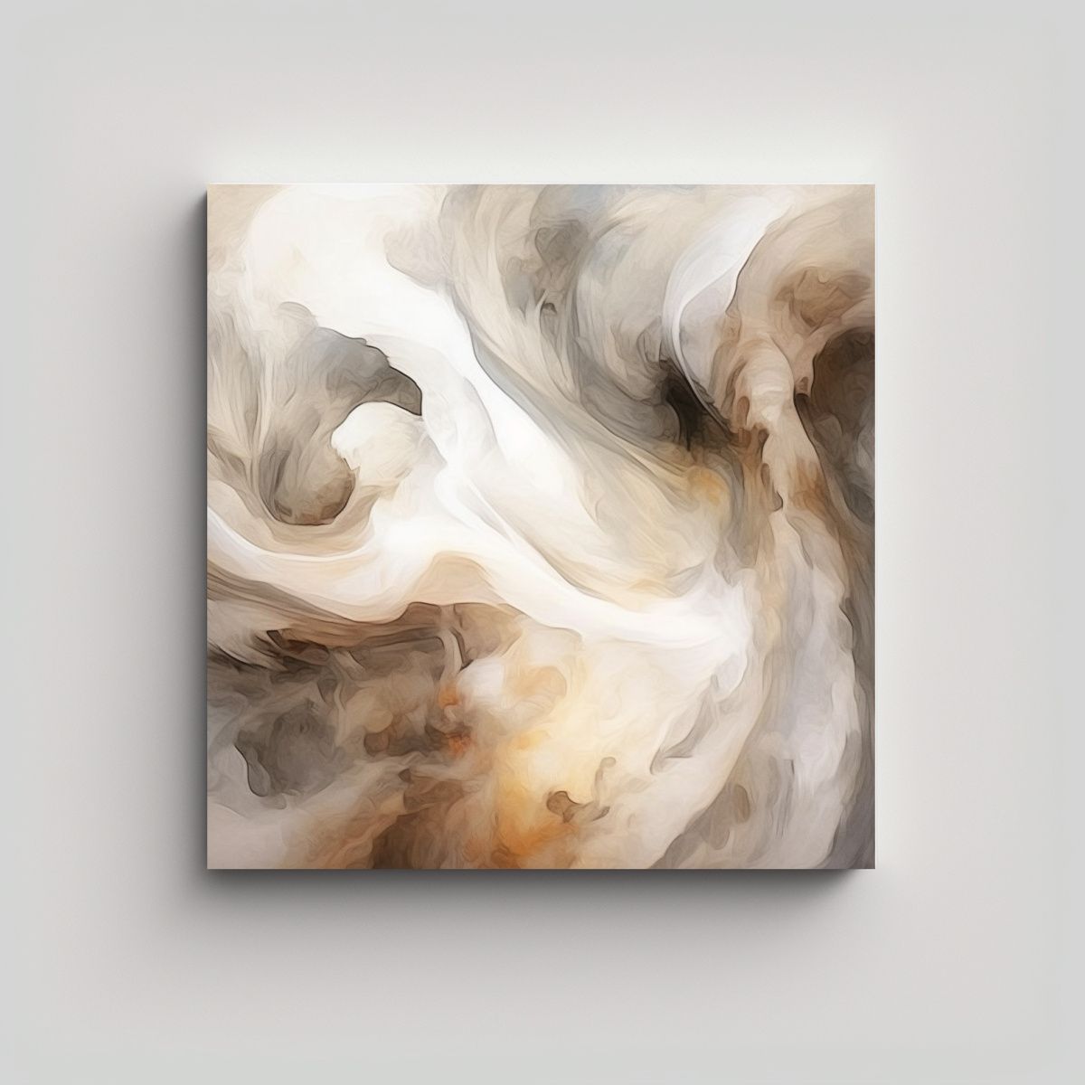 GENERICO - Cuadro Abstracto Blanco Y Gris Estilo Galería 70x70 Cm