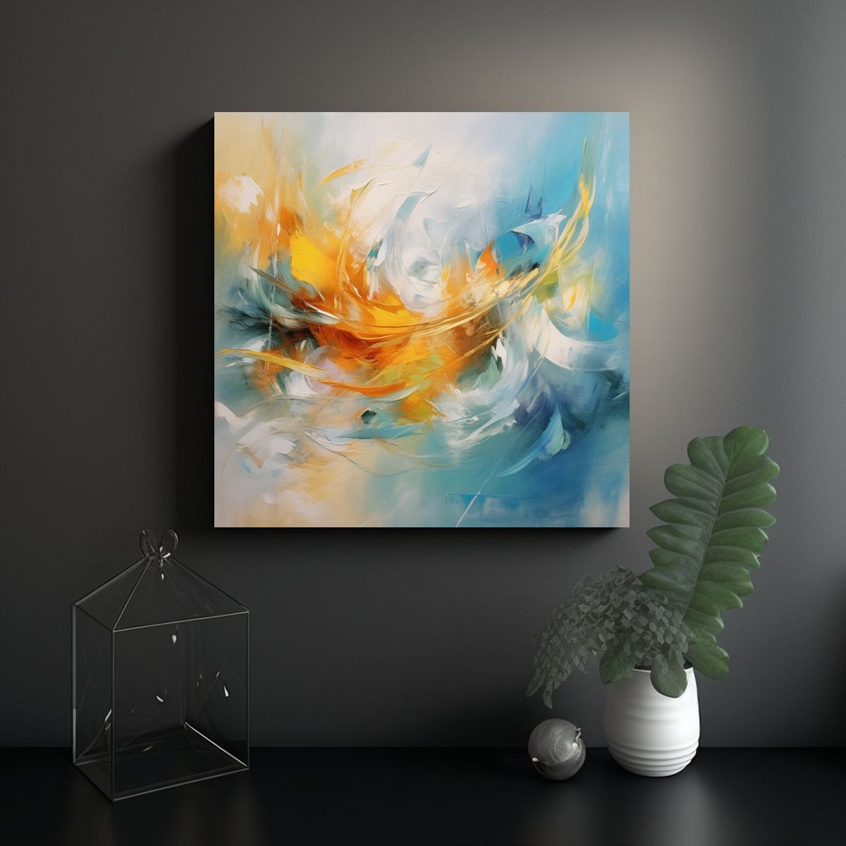 GENERICO - Pinturas De Decoración Abstractas Alegres Con 90x90 Cm