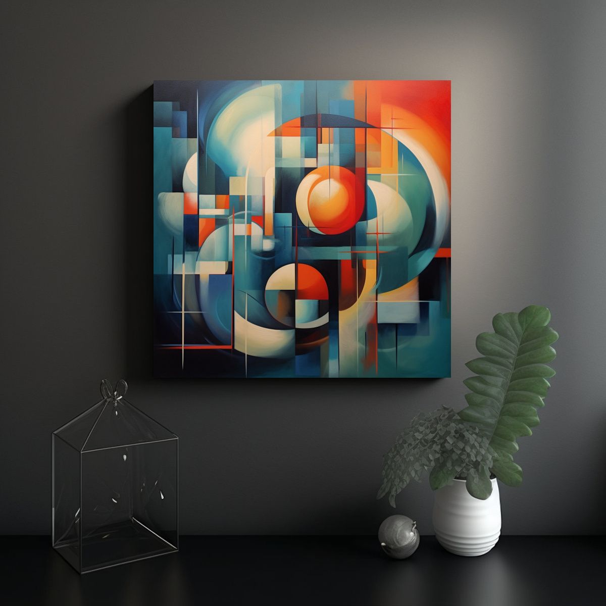 GENERICO - Cuadro Lienzo Abstracto Formación Imagenes 50x50 Cm