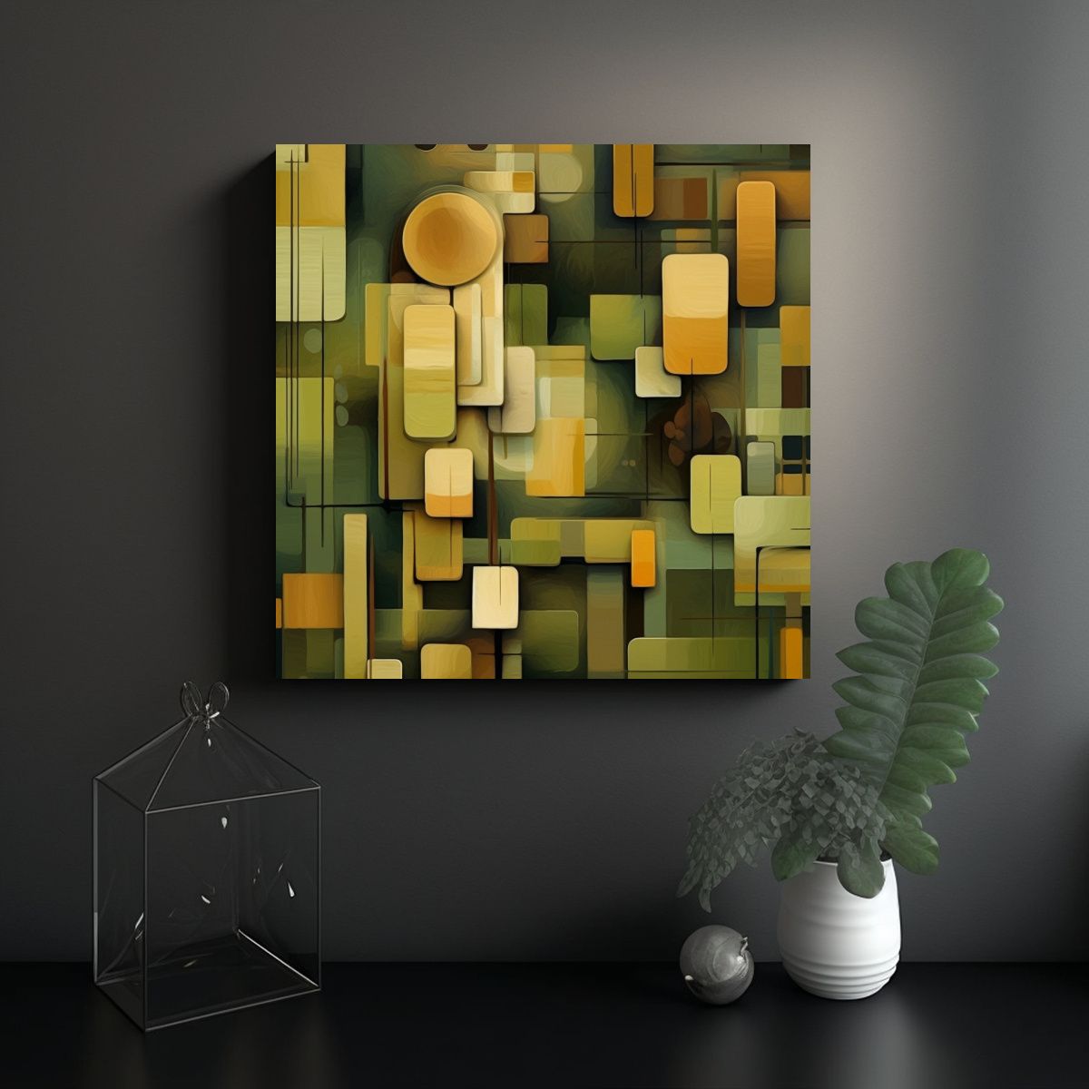 GENERICO - Pintura Abstracta En Lienzo Con Textura De óleo 50x50 Cm