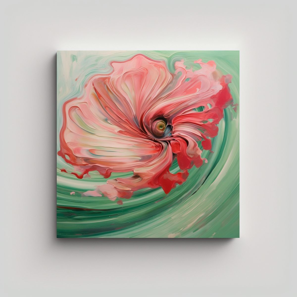 GENERICO - Arte Abstracto En Lienzo Grande De Color Verde 50x50 Cm.