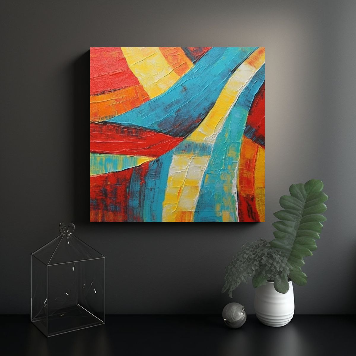 GENERICO - Pinturas Abstractas De Estaciones Con Líneas Y 60x60 Cm