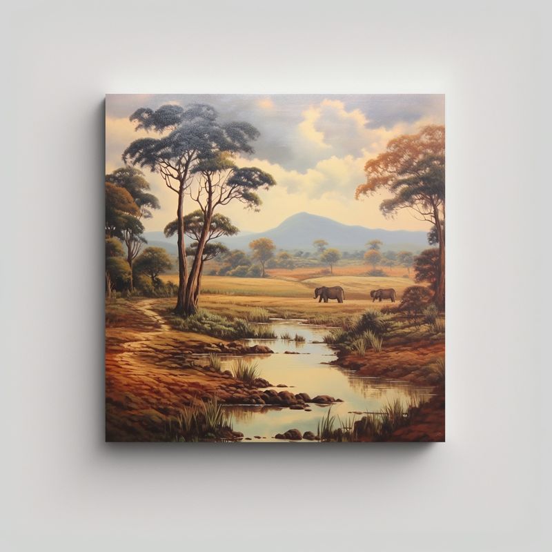 GENERICO - Pintura Al óleo Contemporánea De Paisaje 80x80 Cm