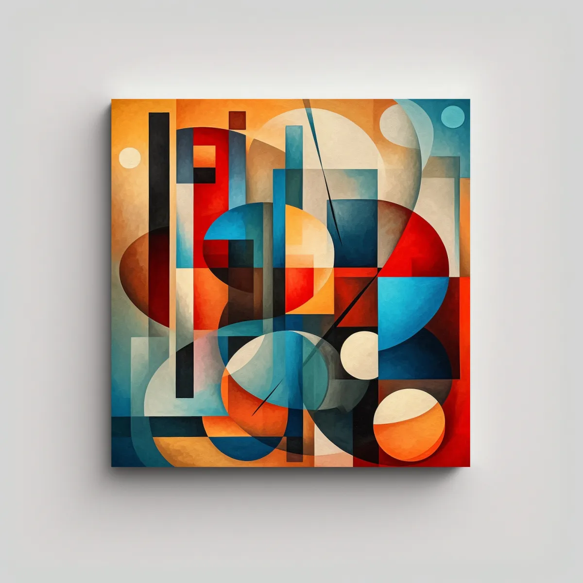 GENERICO - Lienzo Abstracto Inspirado En Cubismo Con Formas 90x90 Cm