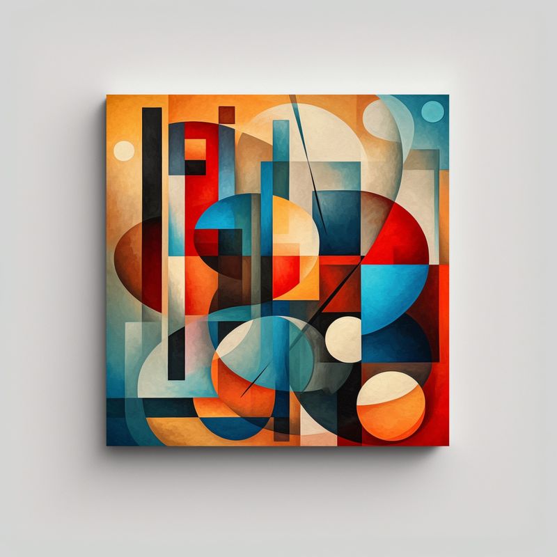 GENERICO - Lienzo Abstracto Inspirado En Cubismo Con Formas 60x60 Cm