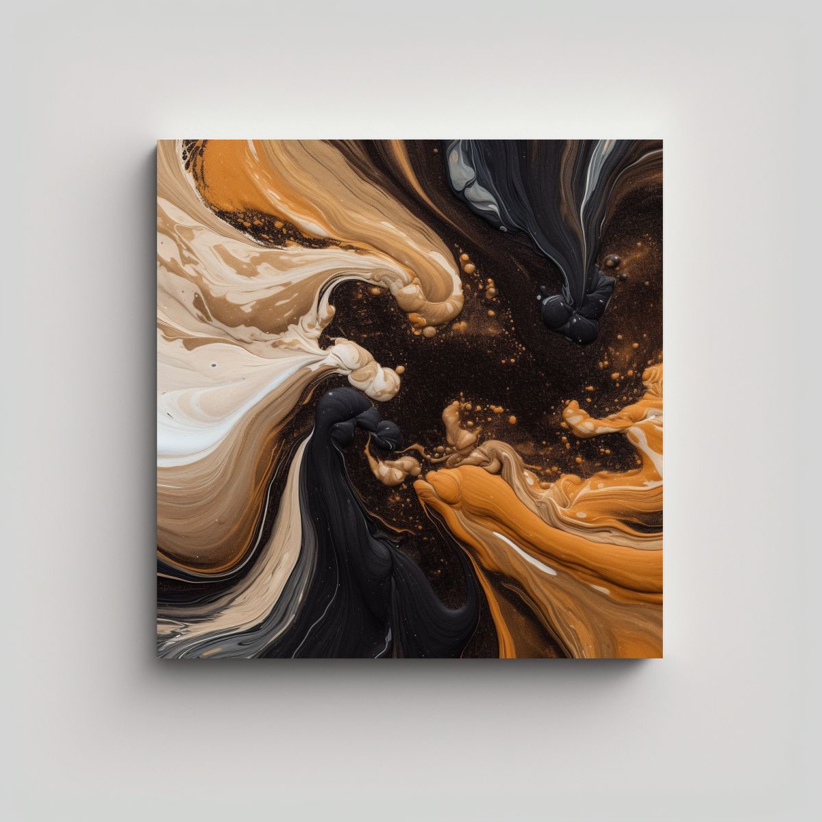 GENERICO - Pinturas Abstractas En Tela Con Negro, Marrón 70x70 Cm