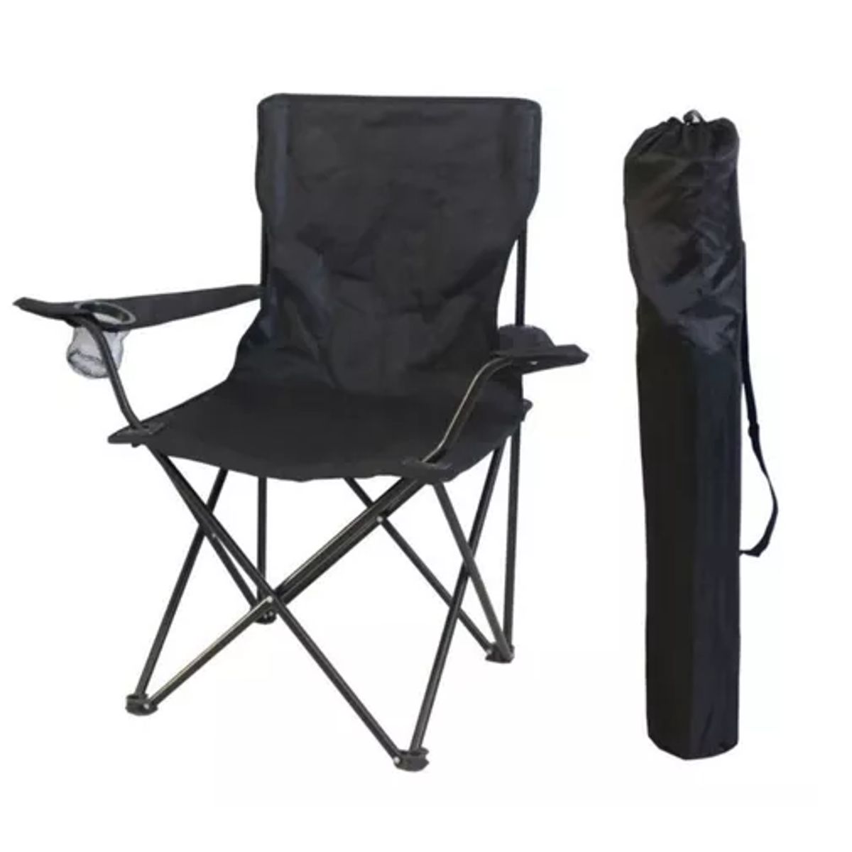 GENERICO - Silla Plegable Camping Playa Picnic Porta Vasos NEGRO