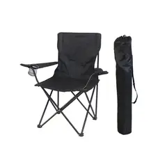 GENERICO - Silla Plegable Camping Playa Picnic Porta Vasos NEGRO