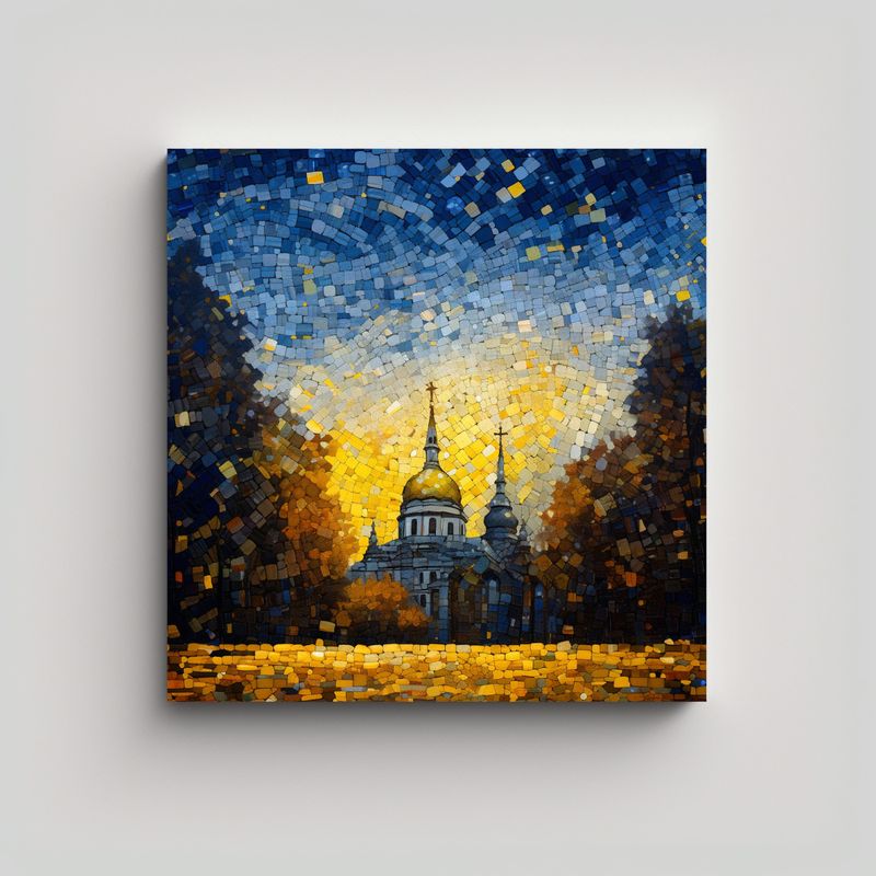 GENERICO - Pintura En Lienzo Venta Calma: Mosaico Otoñal 90x90 Cm