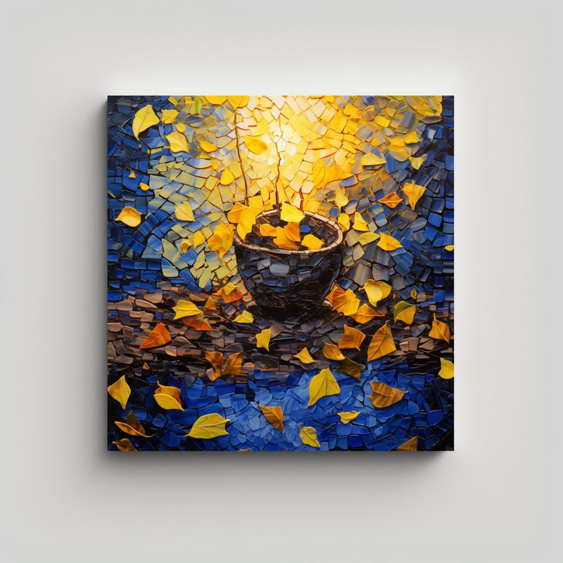 GENERICO - Cuadro Otoñal Con Mosaico De Vidrio Colorido 90x90 Cm