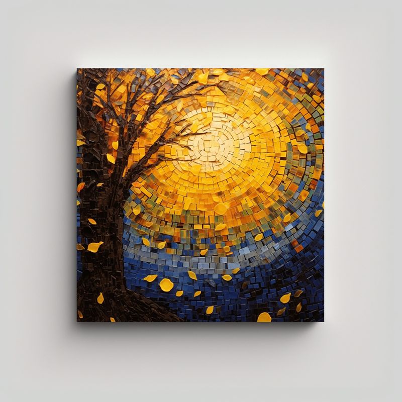 GENERICO - Pintura Decorativa De Otoño Con Mosaico Colorido 90x90 Cm