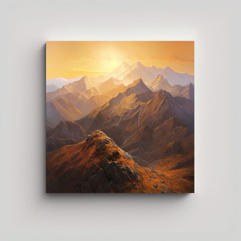GENERICO - Cuadro Al óleo: Majestuosa Cordillera Al Amanecer 50x50 Cm