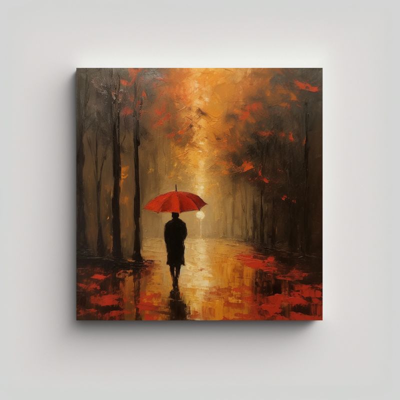 GENERICO - Cuadro Acuarela: Paraguas Guía A Persona Bajo La 60x60 Cm