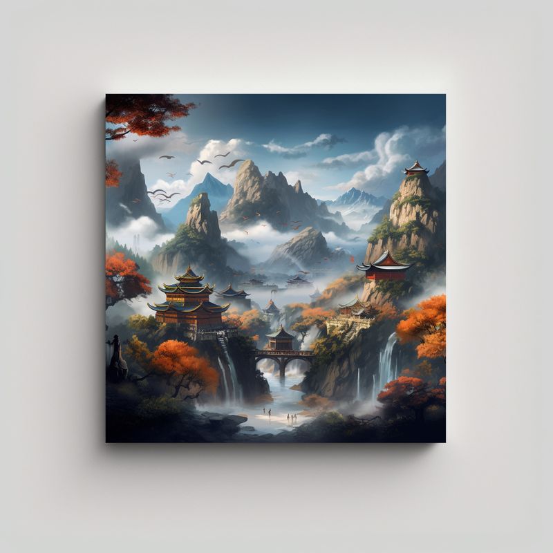 GENERICO - Pinturas Decorativas De Paisajes Antiguos Chinos 90x90 Cm