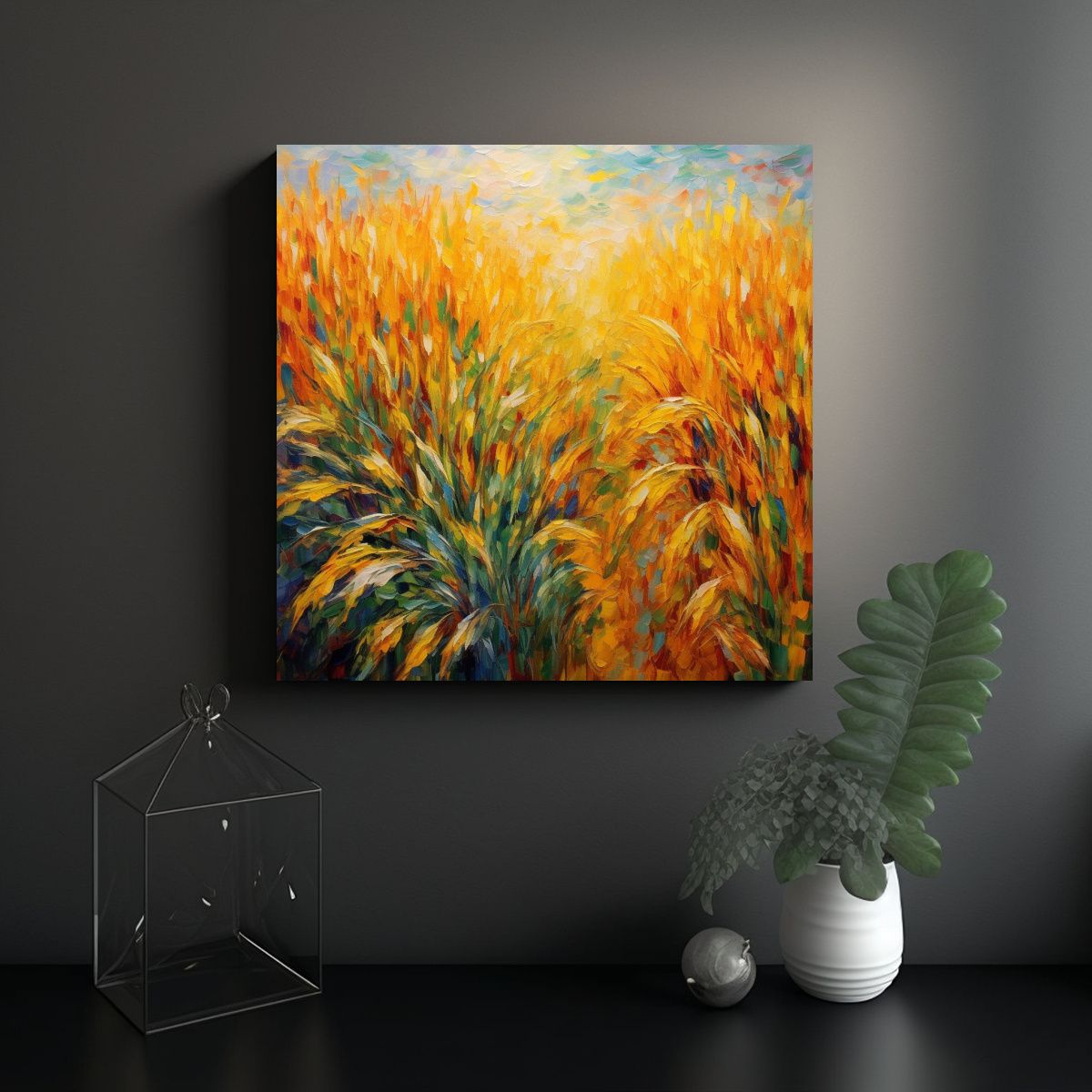 GENERICO - Pinturas Abstractas De Campos De Maíz Otoñales 60x60 Cm