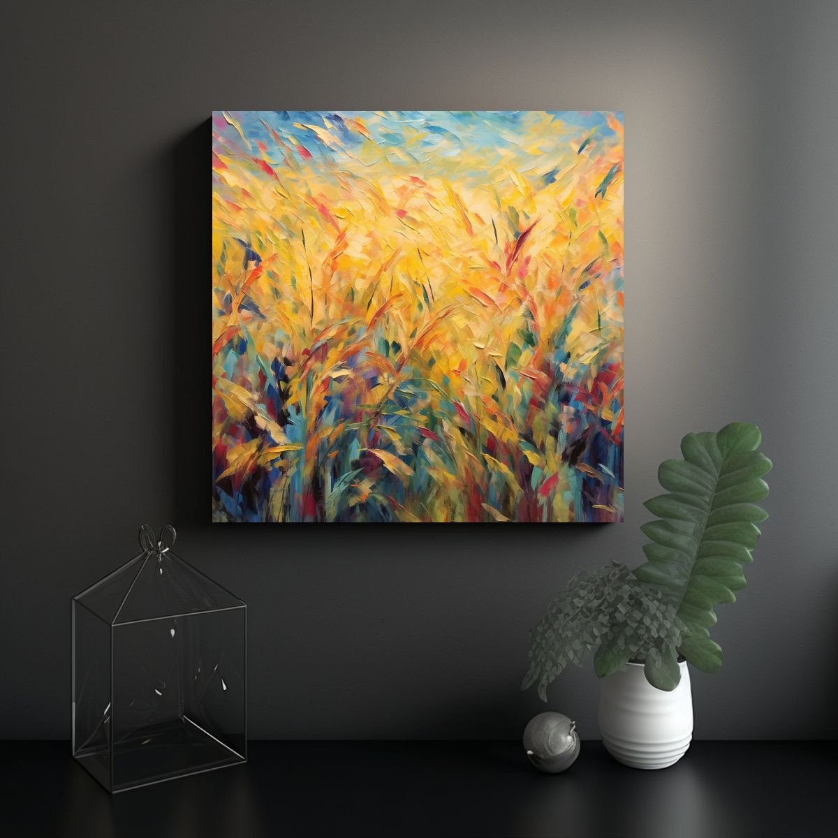 GENERICO - Pinturas Abstractas De Cosecha De Maíz Otoñal 80x80 Cm