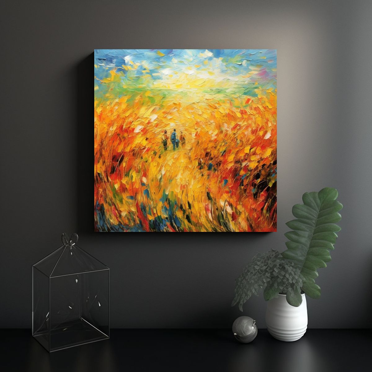 GENERICO - Cuadro Abstracta Continua Brillante Económico 80x80 Cm