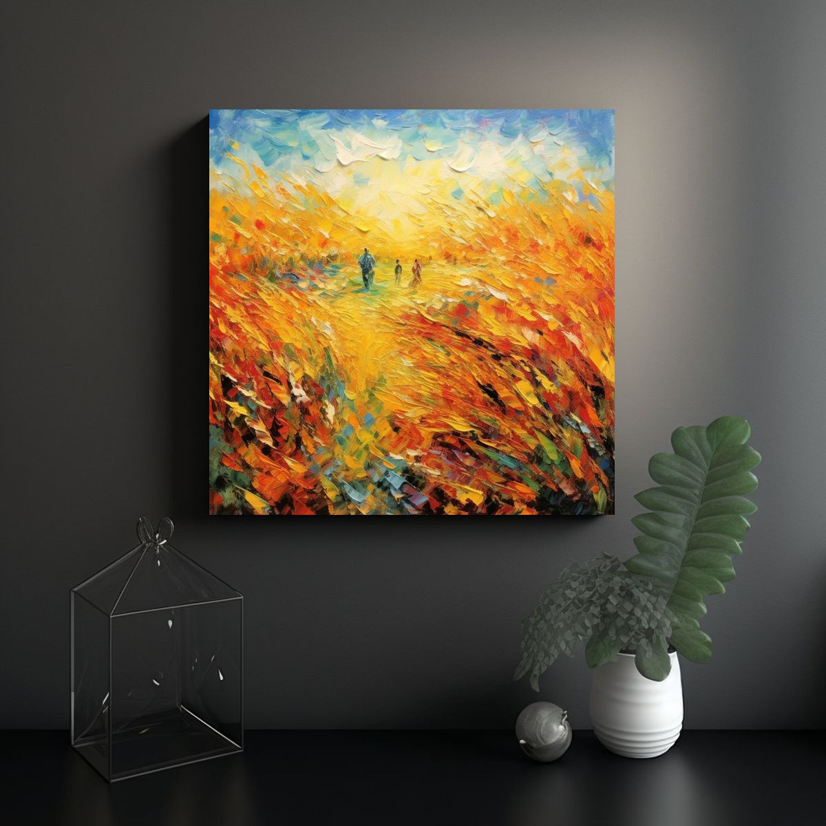 GENERICO - Pinturas Abstractas Brillantes De La Cosecha De 80x80 Cm