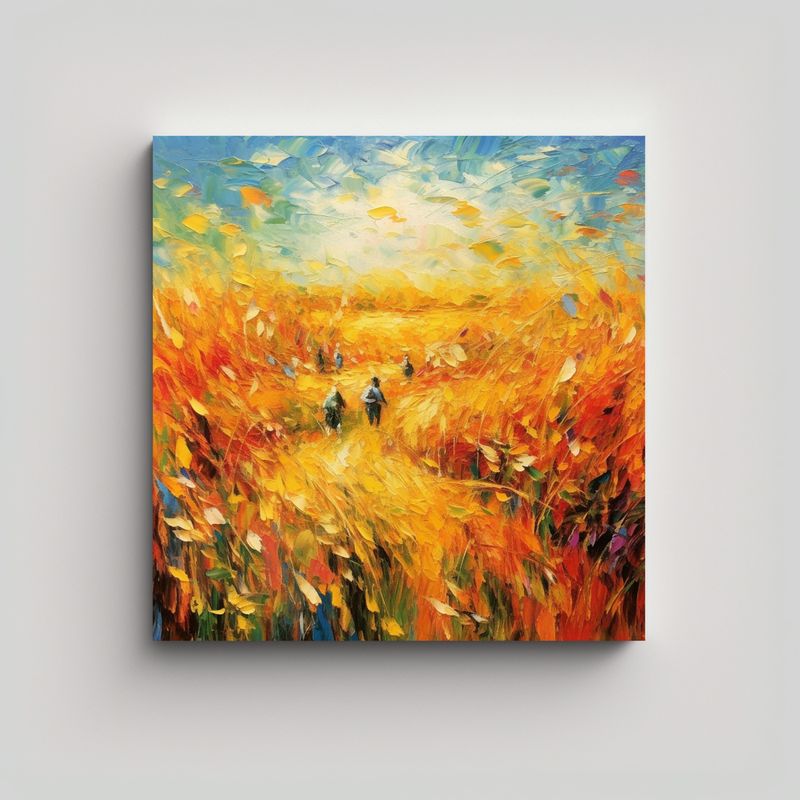 GENERICO - Cuadro Lienzo Arte Abstracto Otoño Cosecha 70x70 Cm