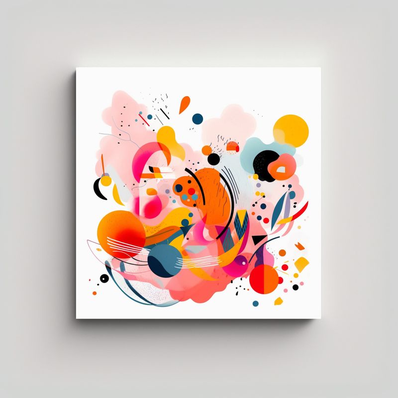 GENERICO - Clipart Abstracto Y Colorido Sobre Lienzo Blanco. 90x90 Cm