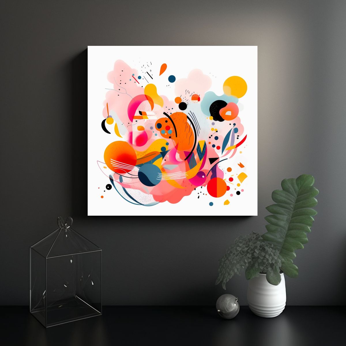 GENERICO - Clipart Abstracto Y Colorido Sobre Lienzo Blanco. 90x90 Cm