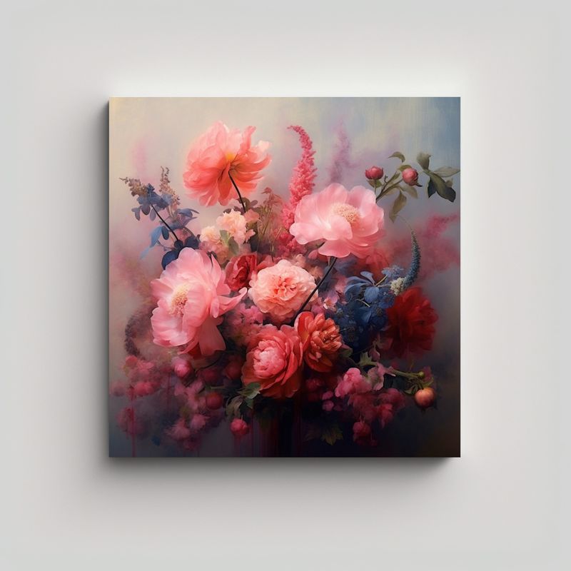 GENERICO - Cuadros Florales Con Simetría Espectacular En 50x50 Cm