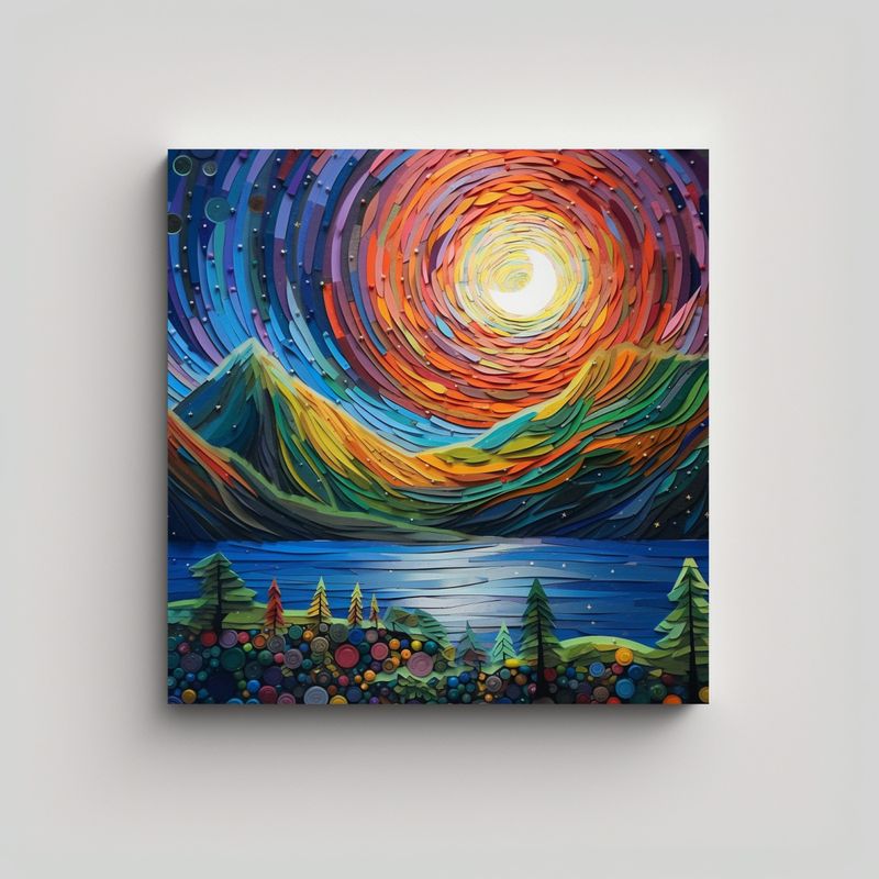 GENERICO - Pintura Al óleo Paisaje Protagonismo Lienzo 80x80 Cm