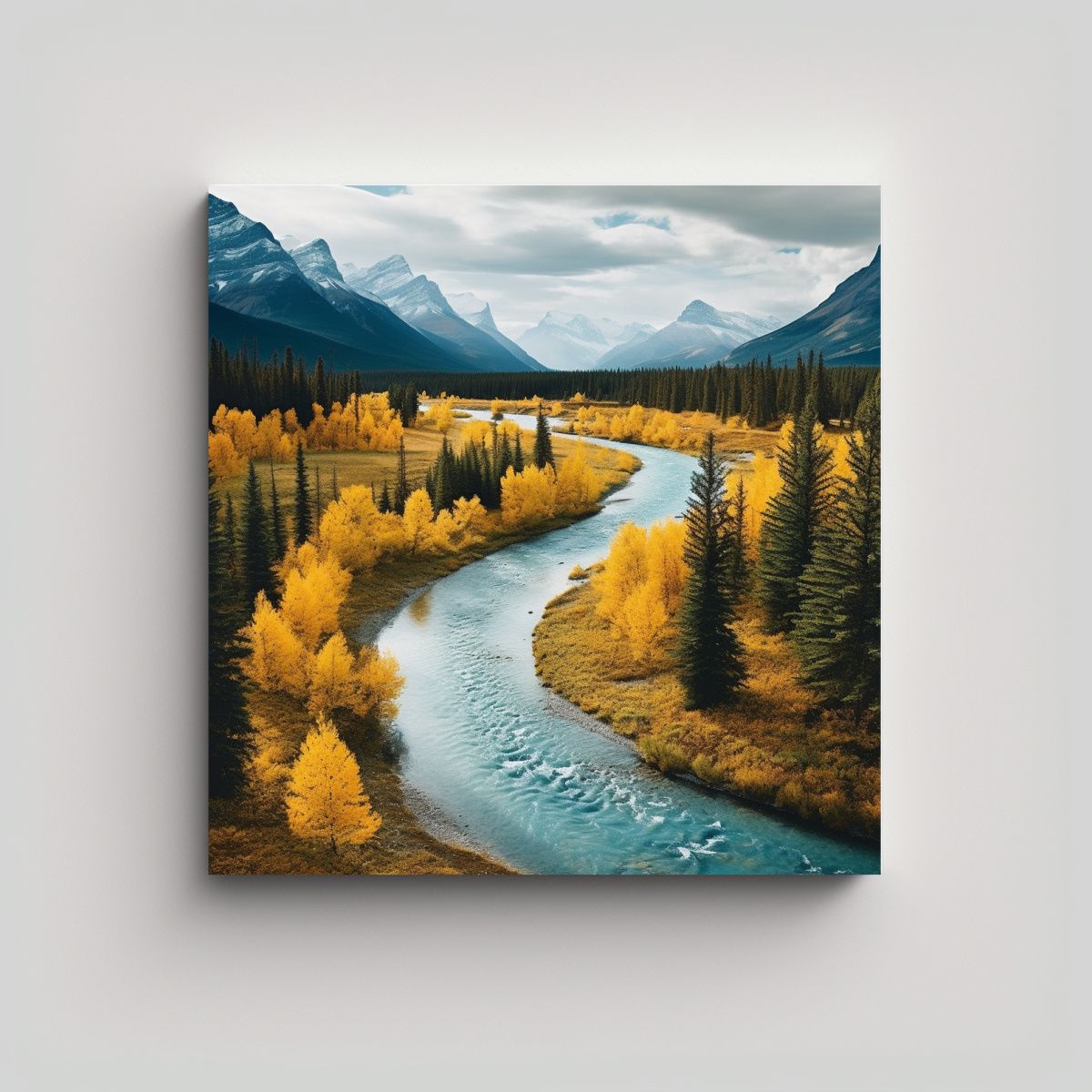 GENERICO - Lienzo De Tela Con Río Y Montañas Azules Y 60x60 Cm