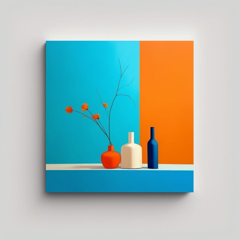 GENERICO - Pinturas Decorativas En Azul Cobalto Y Naranja, 80x80 Cm