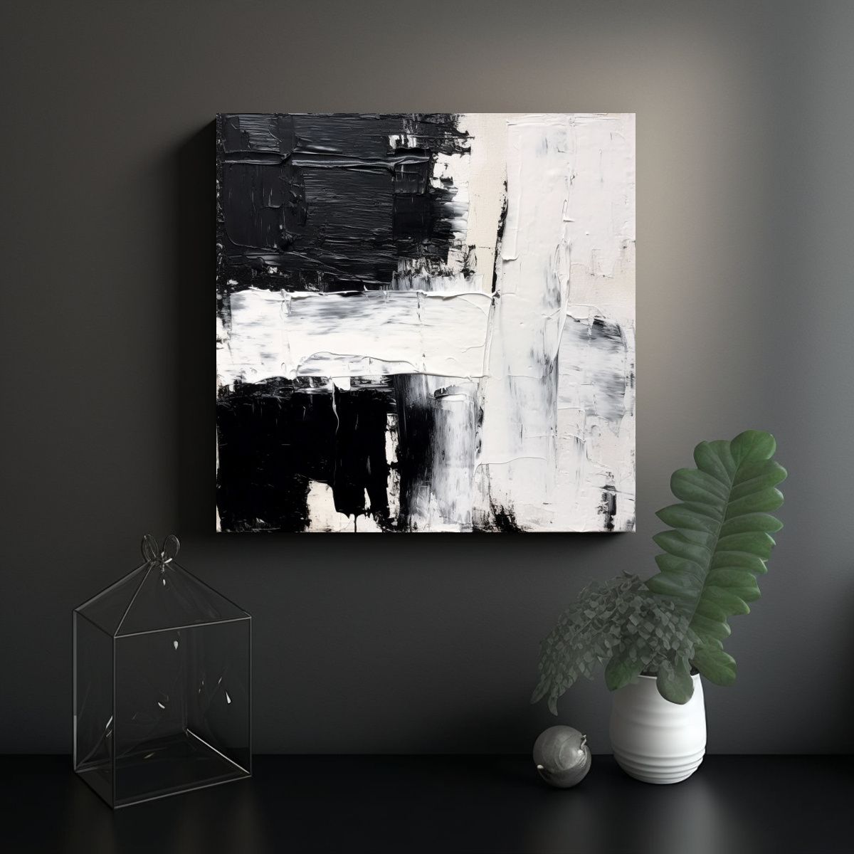 GENERICO - Pintura Abstracta Minimalista En óleo En Blanco 50x50 Cm