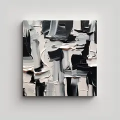 GENERICO - Cuadro Abstracto Blanco Y Negro Equilibrio Por 60x60 Cm