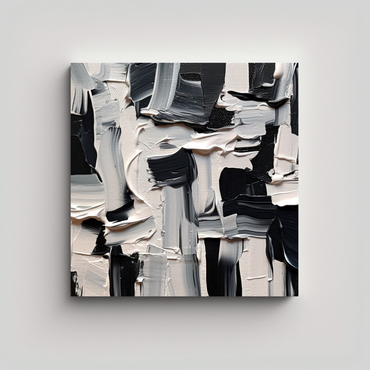 GENERICO - Cuadro Abstracto Blanco Y Negro Equilibrio Por 90x90 Cm