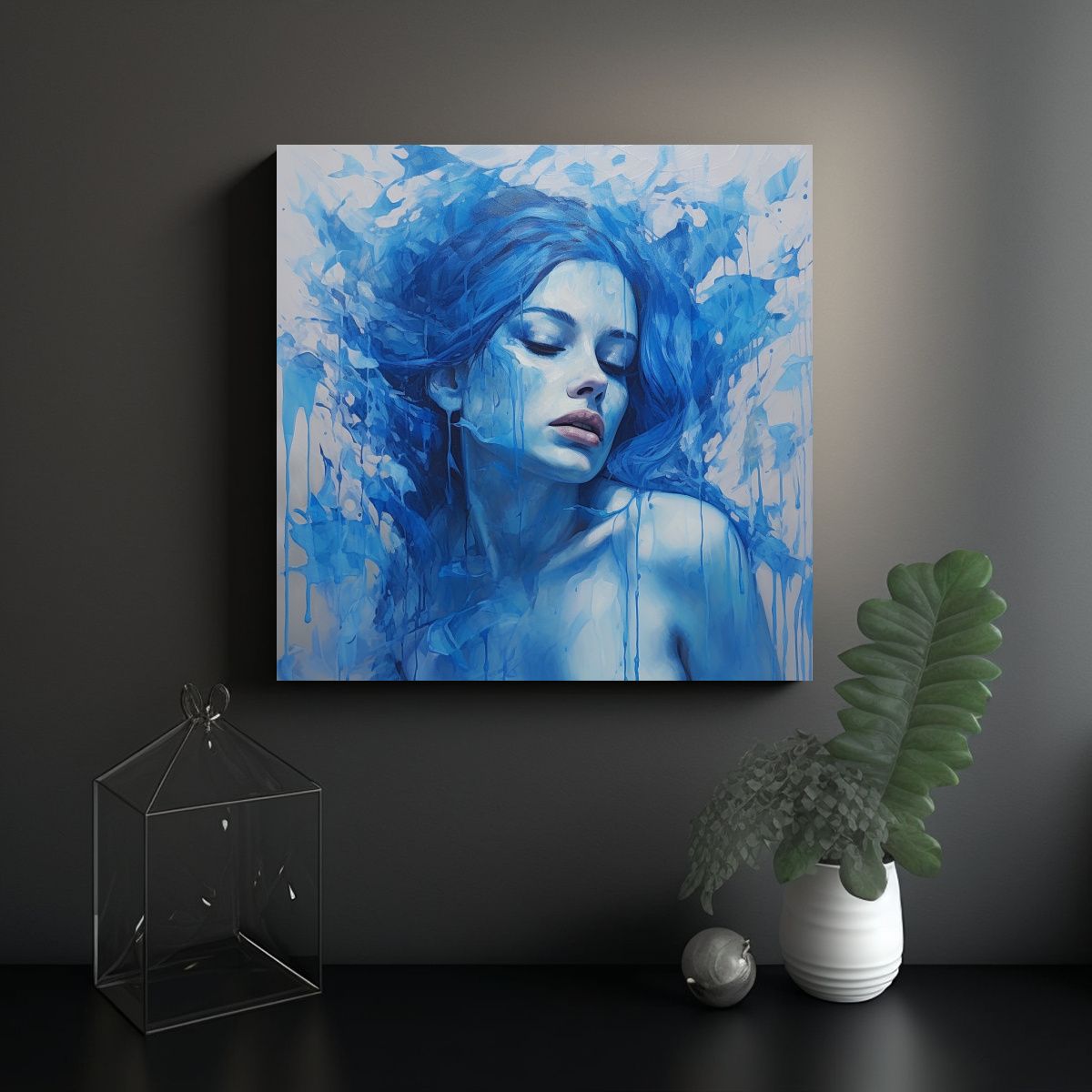 GENERICO - Cuadro Creativo Temática Azul: Arte Abstracto 80x80 Cm