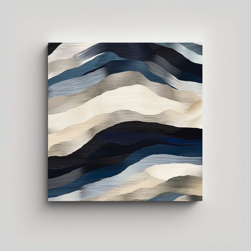 GENERICO - Cuadro Decorativo Abstracto En Azul Y Gris Sobre 70x70 Cm