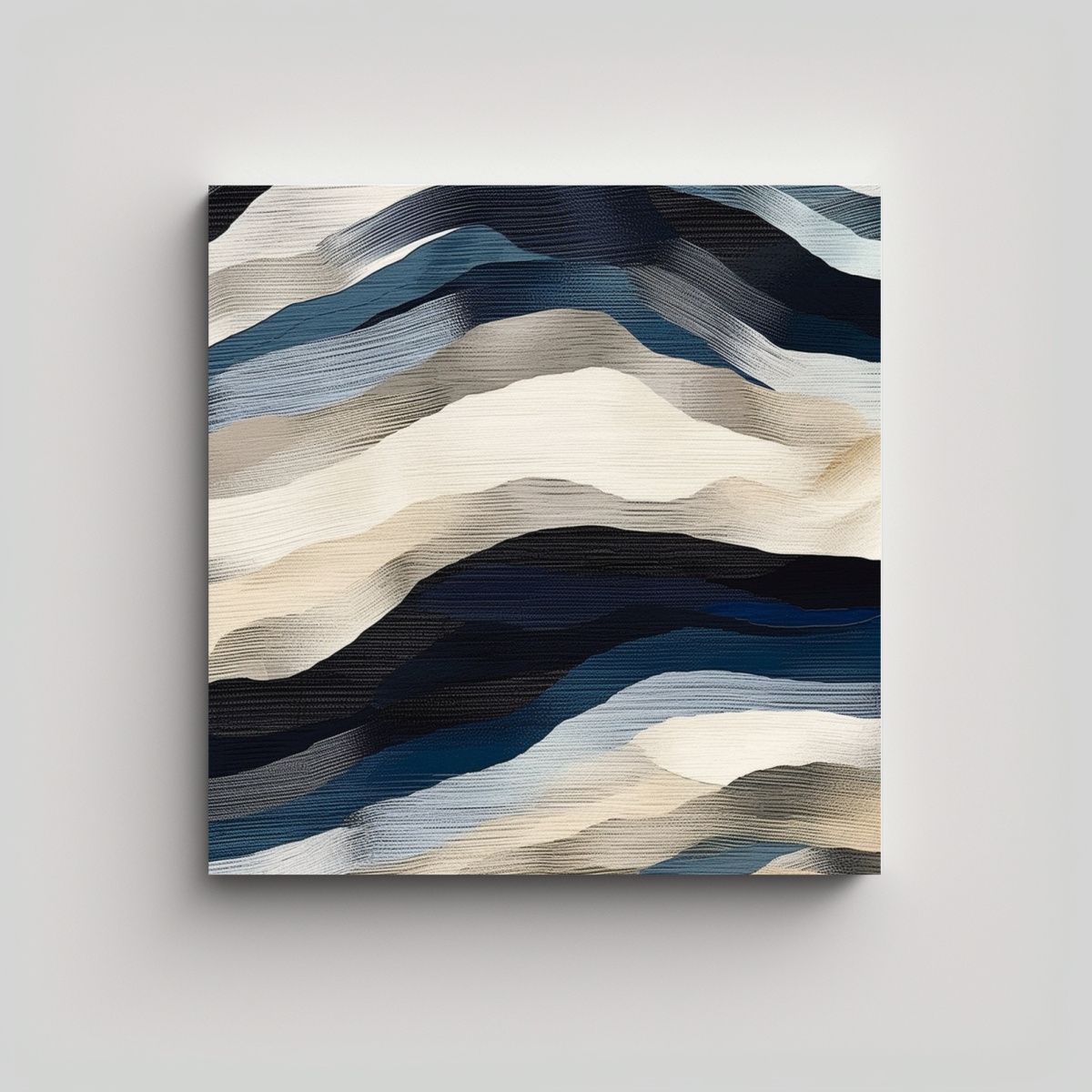 GENERICO - Cuadro Decorativo Abstracto En Azul Y Gris Sobre 50x50 Cm