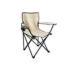 GENERICO - Silla Plegable Camping Playa Picnic Con Porta Vasos BEIGE