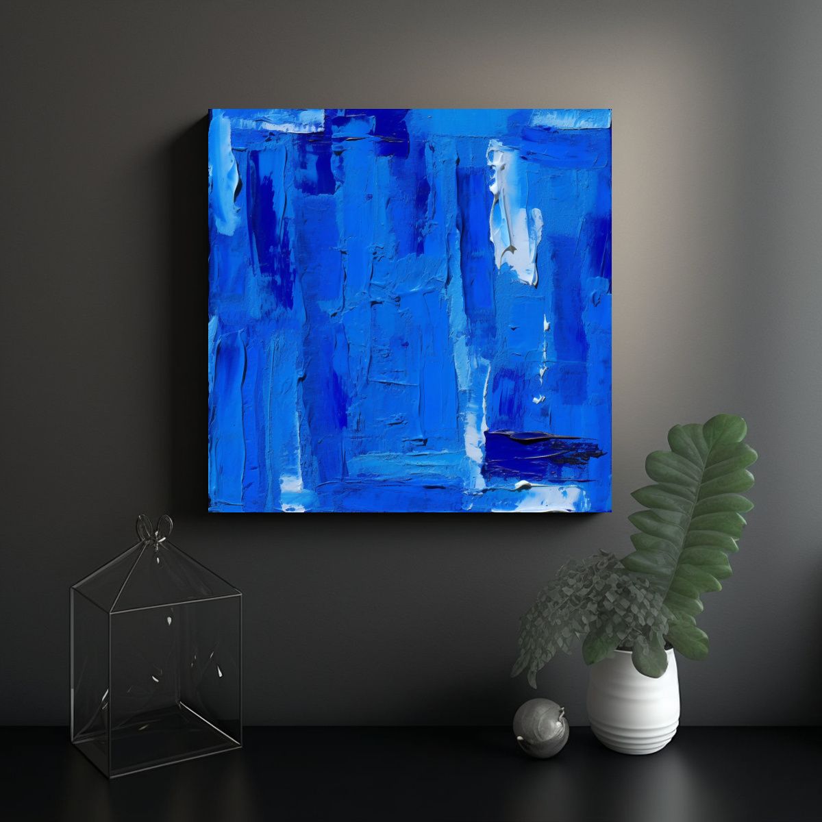 GENERICO - Cuadro Conceptual Exclusivo Estilo Libre En Azul 70x70 Cm