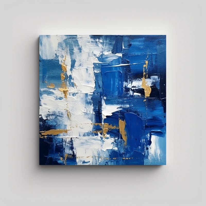 GENERICO - Pinturas Azules Abstractas Modernas Y Expresivas 60x60 Cm