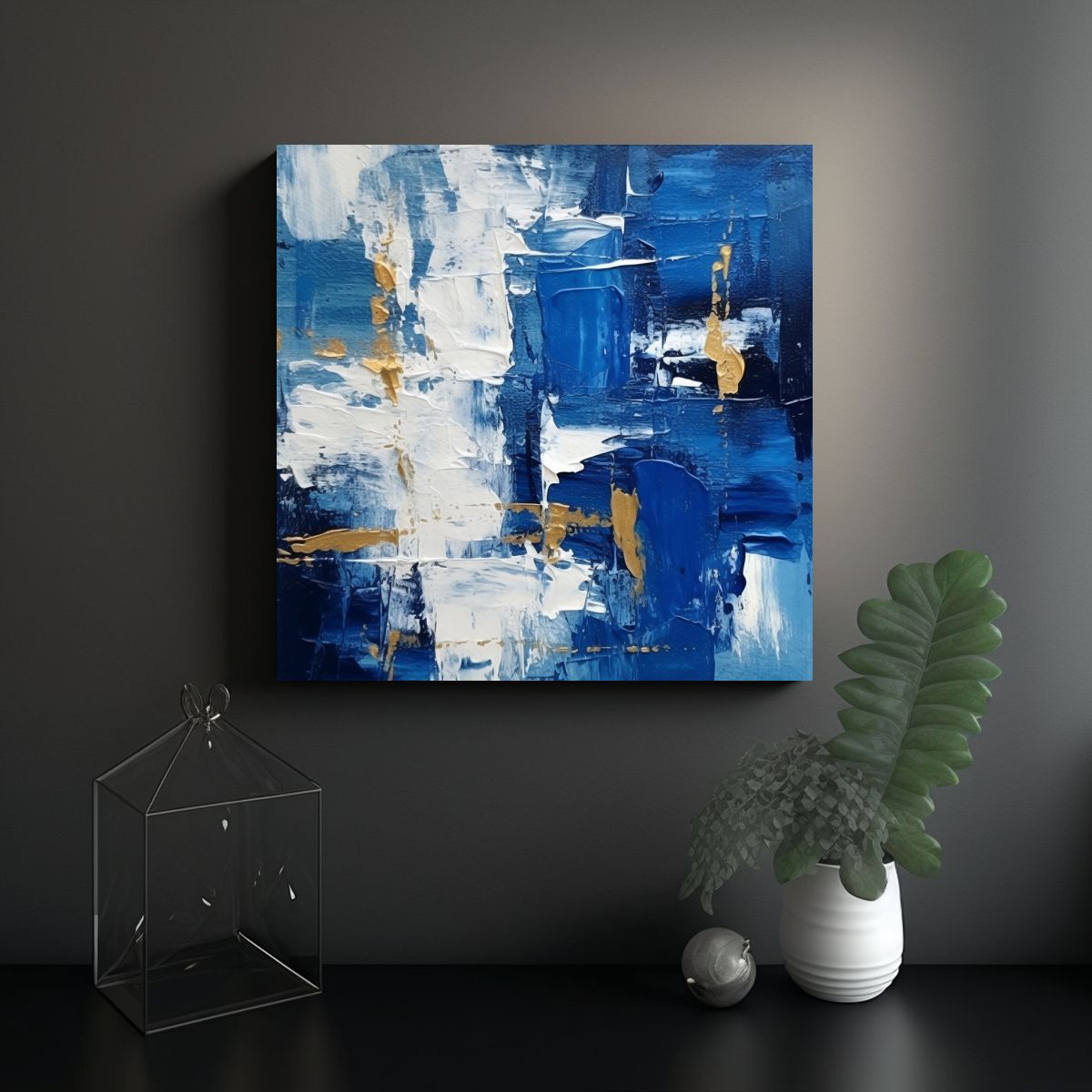 GENERICO - Pinturas Azules Abstractas Modernas Y Expresivas 50x50 Cm