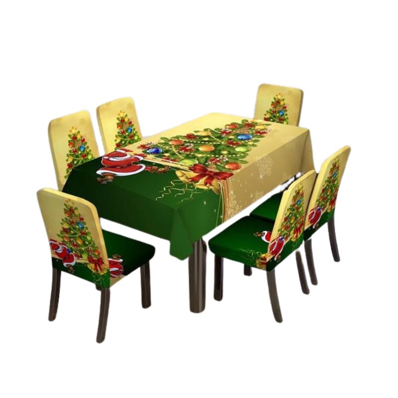 GENERICO - Mantel Navideño Rectangular Con 6 Fundas Sillas