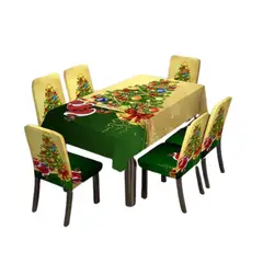 GENERICO - Mantel Navideño Rectangular Con 6 Fundas Sillas