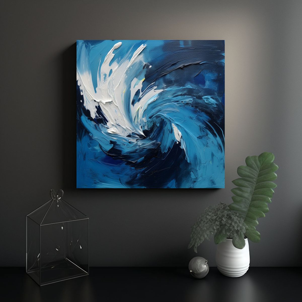 GENERICO - Pintura De Pared Azul Moderna Abstracta Colorida 70x70 Cm