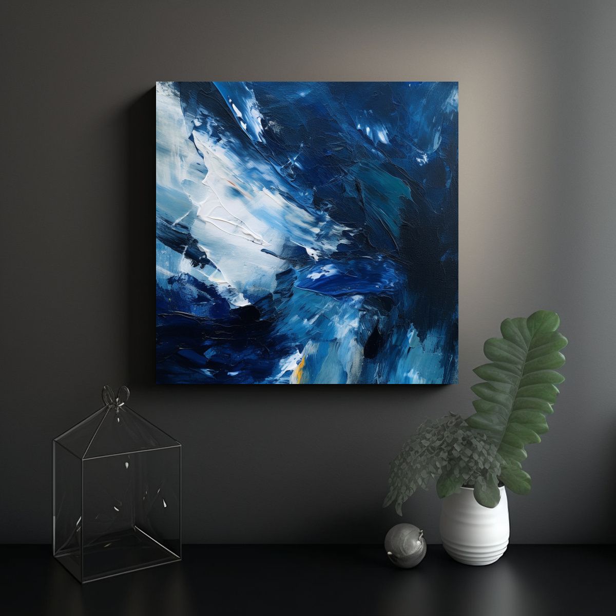 GENERICO - Cuadros Modernos Abstractos En Azul: Arte De 60x60 Cm