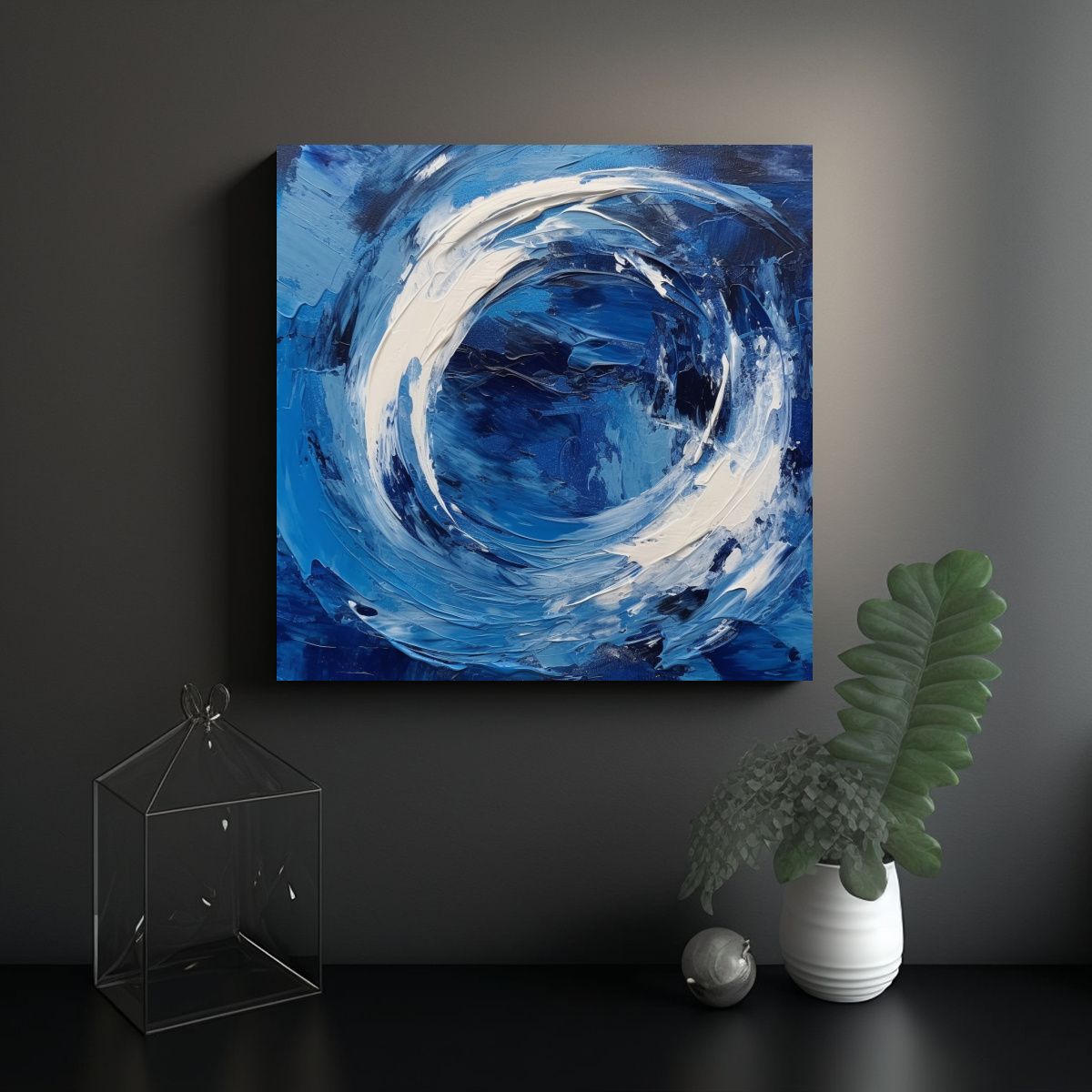 GENERICO - Cuadro Azul Moderno Y Abstracto, Expresivo Y 90x90 Cm